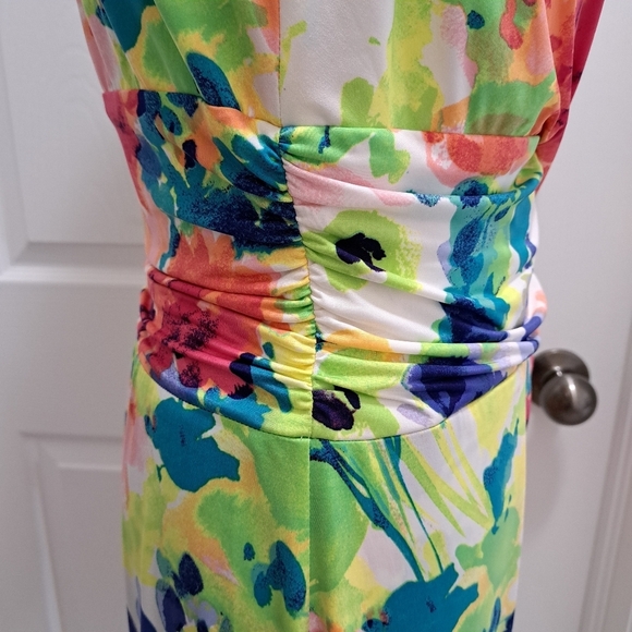 Chaps Floral Dress Faux Wrap Colourful Print Women's Large Sleeveless Dress - Picture 4 of 14